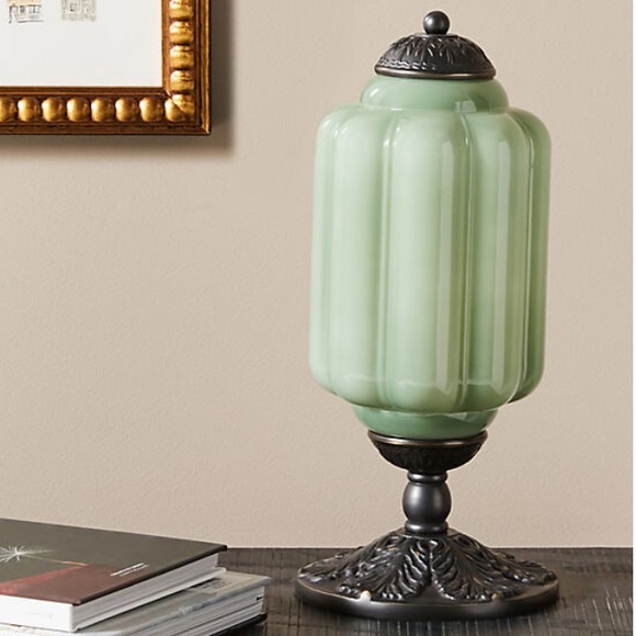 Anthropologie Other - New Anthropologie Eloise Table Lamp Green Milk Glass Brass Retro-Lamp